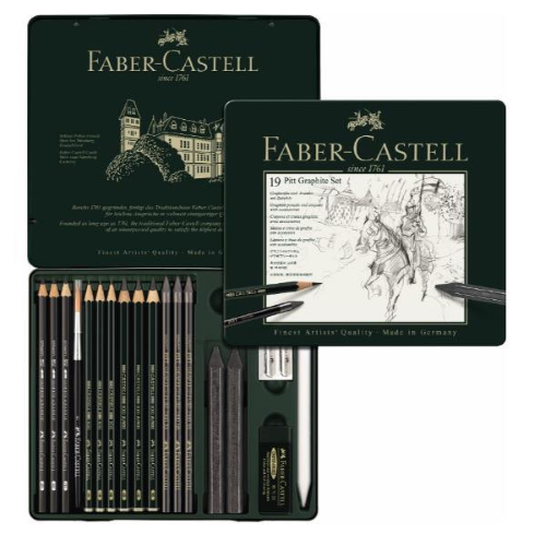 FABER CASTELL SET PITT GRAPHITE TIN MEDIUM 19PZ